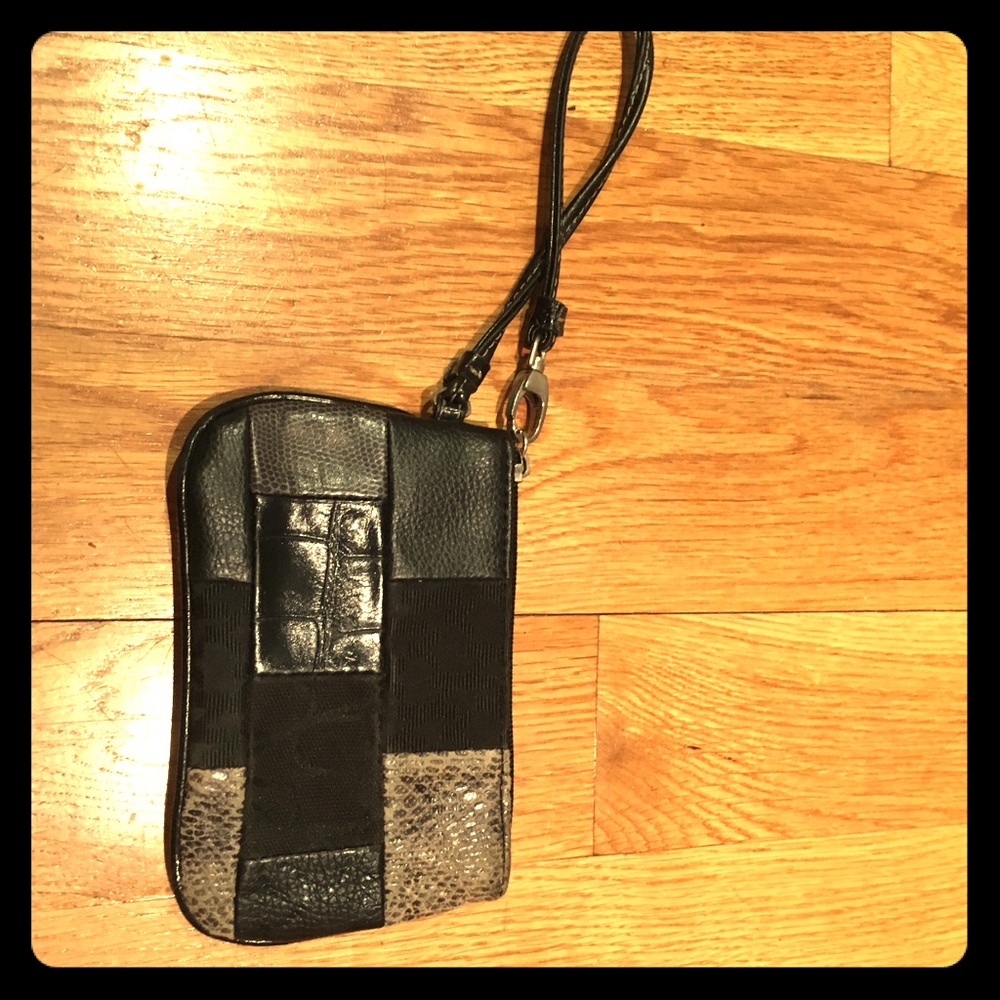 Black and silver wristlet